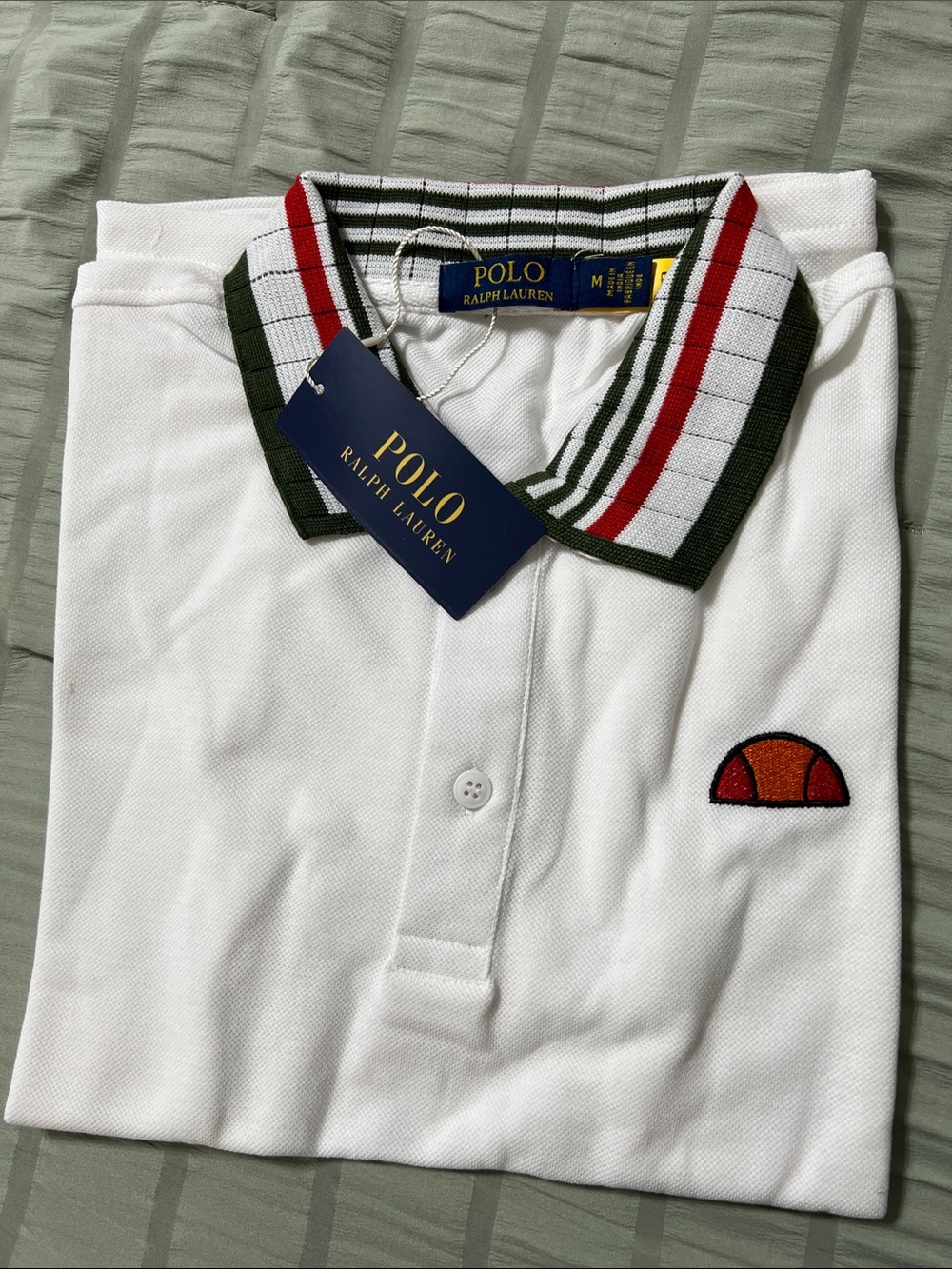 Polo by Ralph Lauren White Short Sleeve Polo with Striped Collar